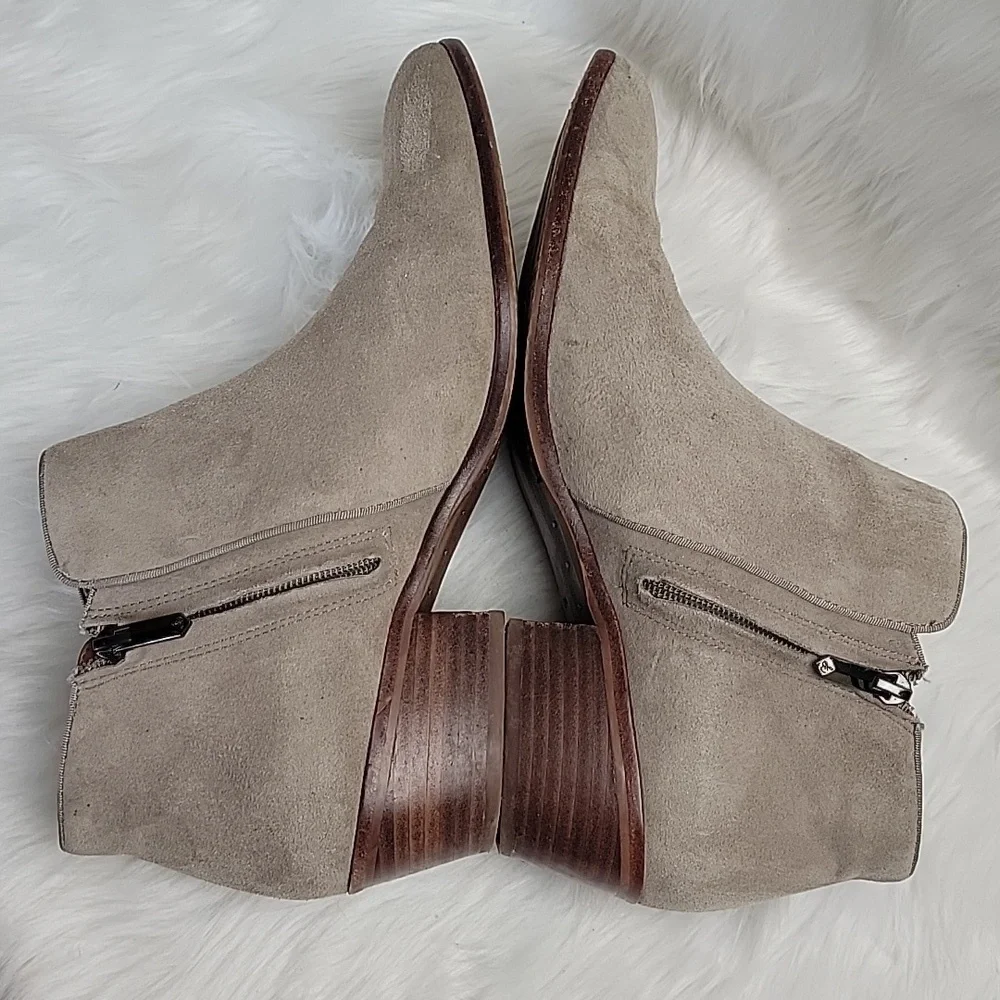 SAM EDELMAN Petty Taupe Suede Western Boho Preppy Zip Up Ankle Bootie Boots 10.5